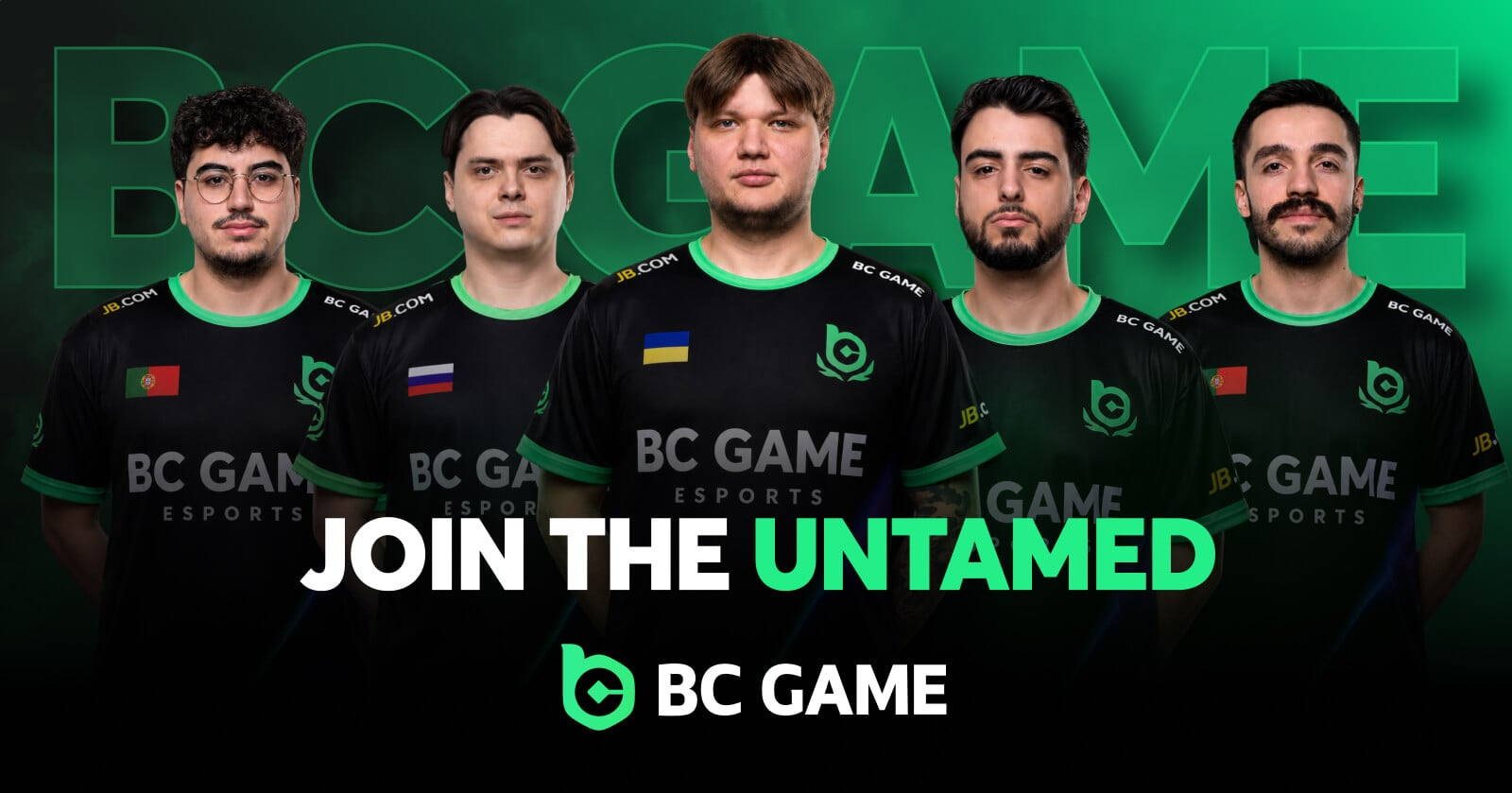 Five esports players above Join the Untamed text